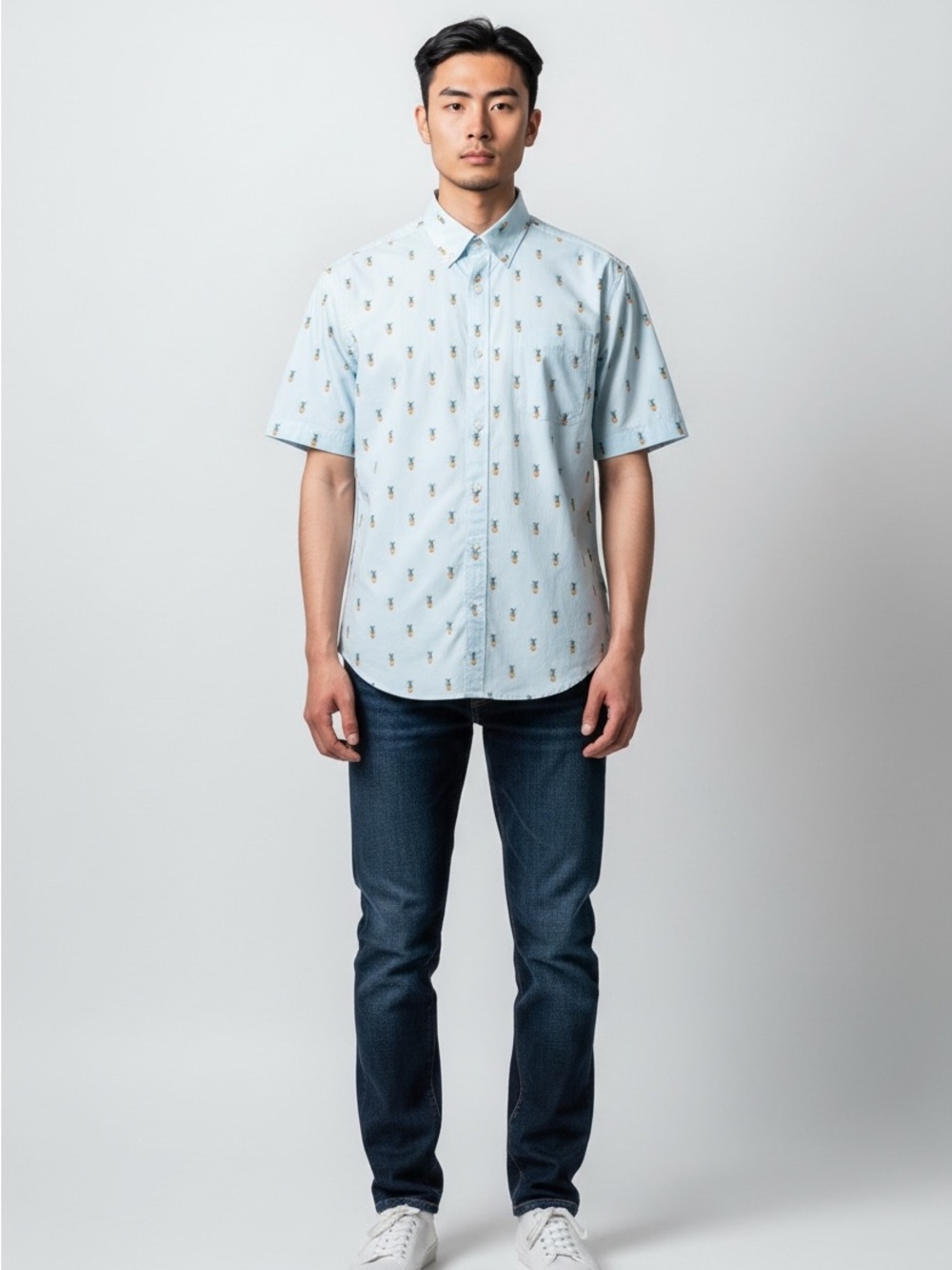 Banana Republic Men’s M Pineapple Print Grant Slim Fit Shirt